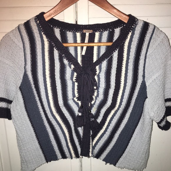 Cropped Baby Blue Free People Top - Picture 3 of 4